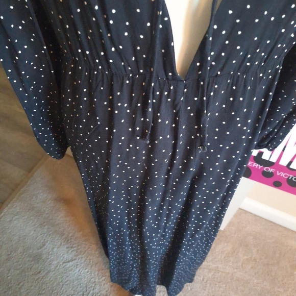 H&M Black Long Sleeve Dress  Polka Dots Size L - Picture 4 of 7
